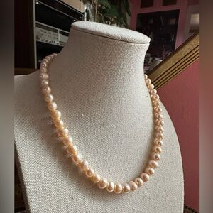 1960's Soft Peony Petal Pink Natural Freshwater Pearl Necklace